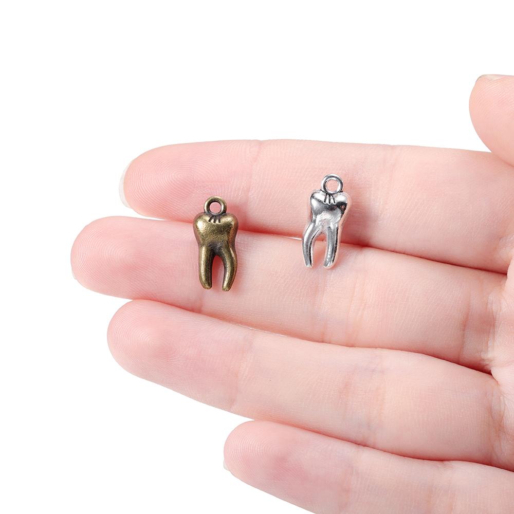 20 Stück/Los Metallzahn Anhänger Antike Schlüsselanhänger Charms Für Halskette Armband DIY Schmuck Ohrring Herstellung Anhänger Zubehör
