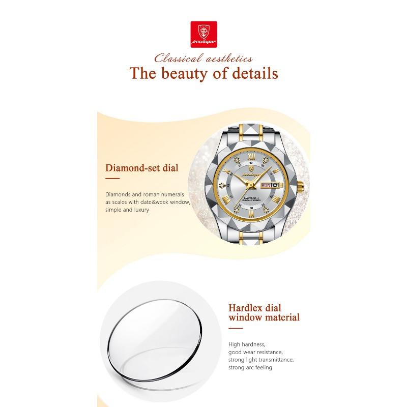 POEDAGAR Elegant Luxury Women Watch Luminous Waterproof Week Date Wristwatch Stainless Steel Fashion Quartz Ladies Watches