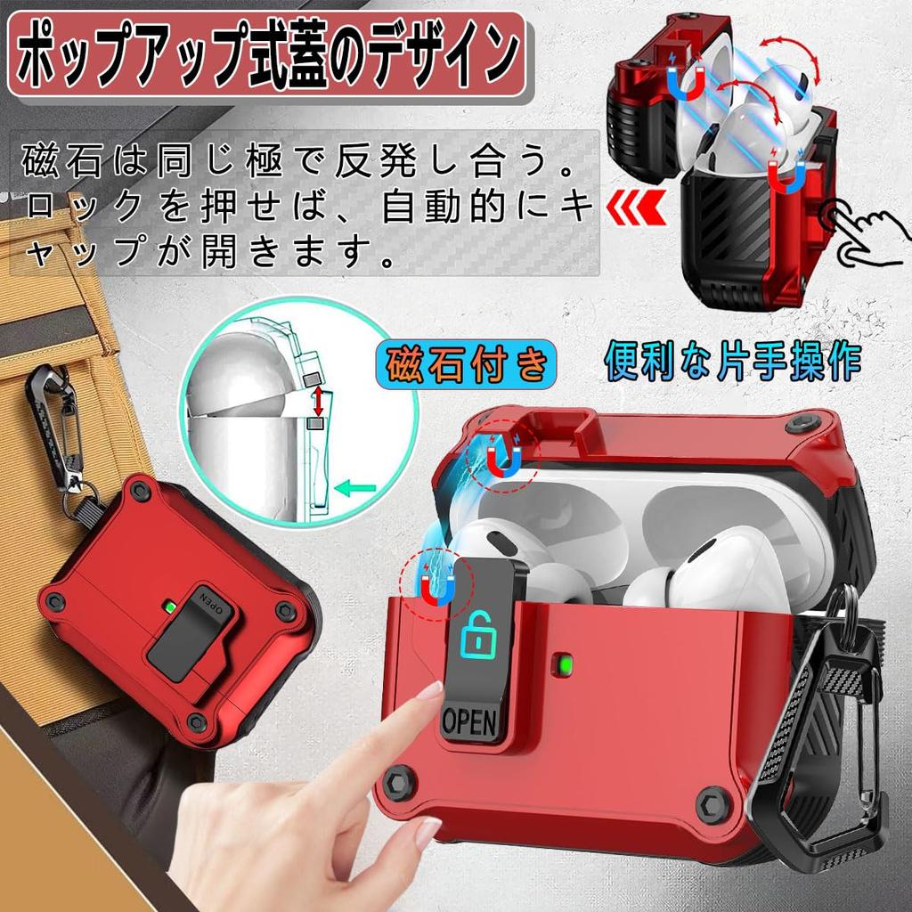 OJBSEN AirPods Case AirPods Pro 1st Generation Case with Safety Lock Automatic Button Hard TPU Airpods Pro Cover Magsafe Wireless Charging Compatible