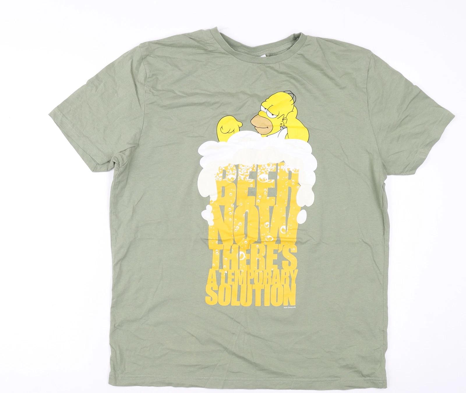 The Simpsons Men s Green L Homer Beer T-Shirt M
