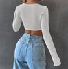 Women Square Neck Vintage Solid Sweater Pullovers Casual Long Sleeves Jumpers Autumn Female Slim Kintting Top