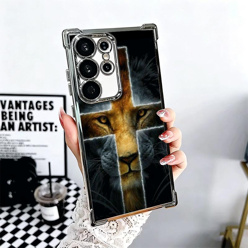 

God Jesus Pray Cross Bible Plating Phone Case For Samsung Galaxy S24 S25 FE S26 Edge S23 Ultra S22 S21 Plus S20 Anti-Fall Airaba Samsung S26 Plus
