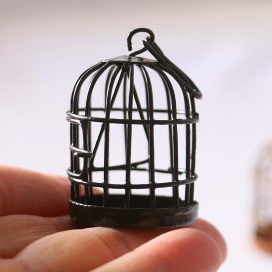 Miniature Dollhouse Birdcage Ornament Model Home Desktop Decor Kids Toy Gift
