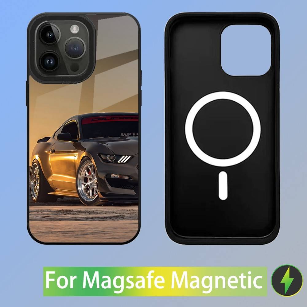 Etui na telefon GT Car F-FordS M-Mustang Dla iPhone 16,15,14,13,12,11,Pro,Max,Plus,Mini,SE Nowe Magnetyczne Bezprzewodowe Ładowanie Magsafe