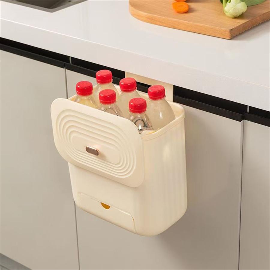 Wall Mounted Trash Can Household Galley Waste Bin Hanging Bathroom Trash Can With Lid Food Garbage Bin Kitchen Accessories