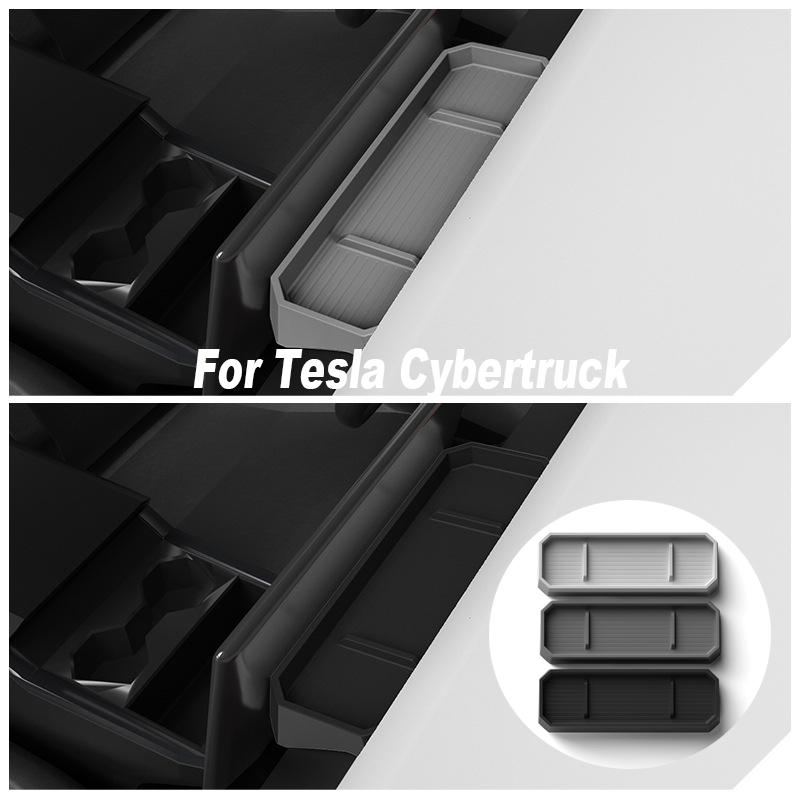 Silicone Dashboard Storage Box for Tesla Cybertruck 2025 Center Console Behind Screen Organizer Hidden Tray Car Accessories
