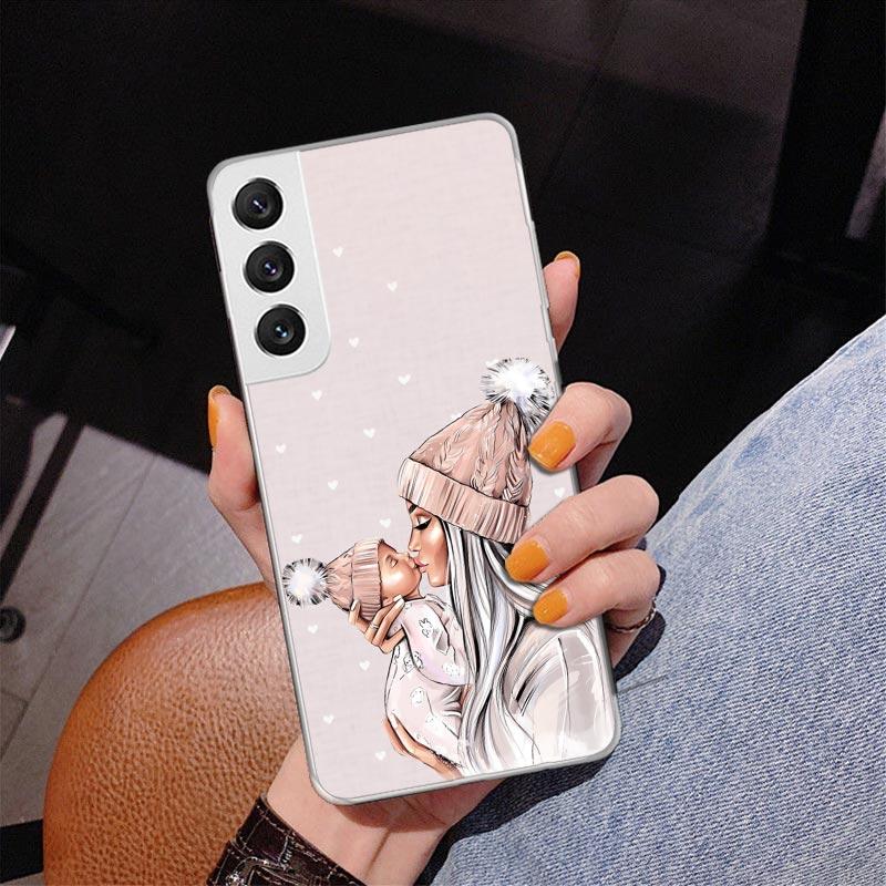 Mom Baby Girls Phone Case For Samsung Galaxy S24 S25 Edge S26 Ultra S23 S22 S21 Plus S20 FE + Personalized Print Cover Galaxy S2