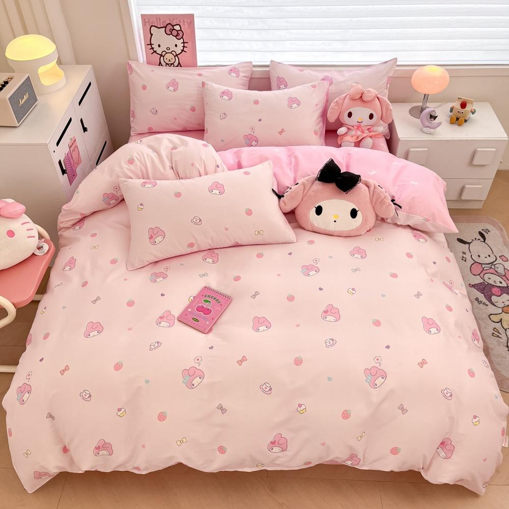 Pink Style Sanrio Duvet Cover Cartoon Bedding Set Cute Quilt Cover Queen King Full Twin For Teens Children Bedroom Best Gifts