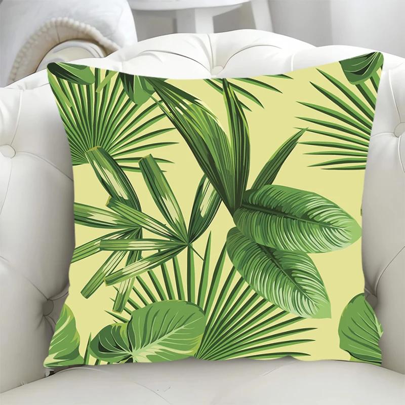 Sofa Cushion Cover 45x45cm Green Leaf Pillowcase 40*40 Decorative Pillowcases for Pillows Pillow Hugs Fall Decoration Covers Bed