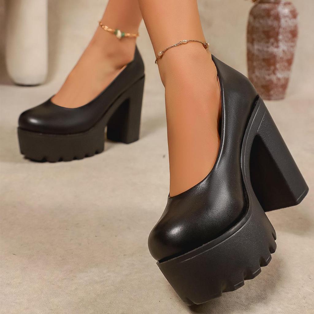 Plus Size 2025 Winter Slip-On High Heels for Women - Fashionable European & American Style