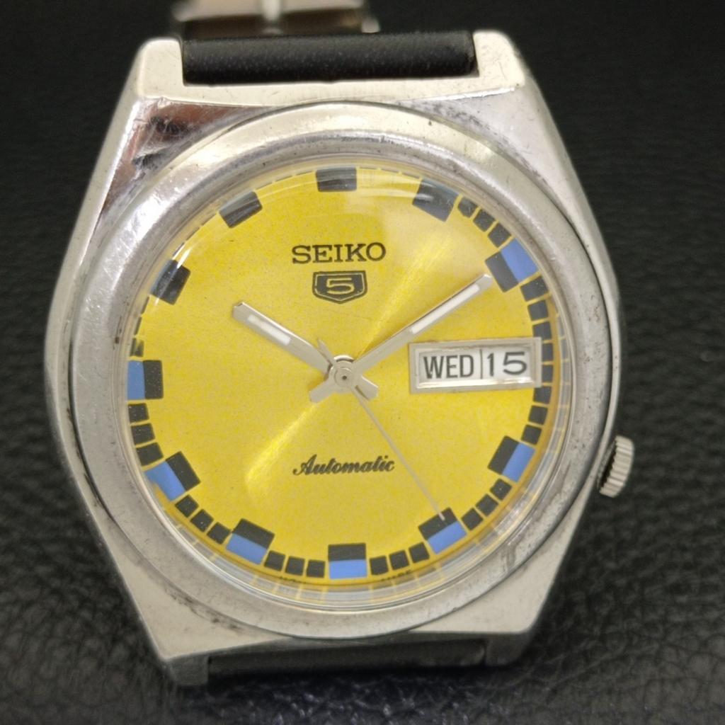 JAPAN VINTAGE SEIKO 5 AUTOMATIC 7S26A MENS GOLDEN COLOR DIAL WATCH A500778-5 R154-a500778