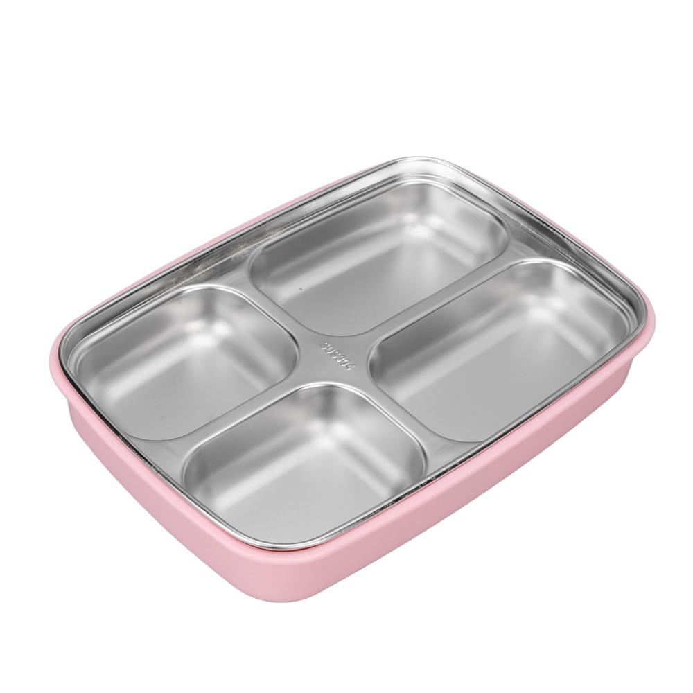 1.2L Insulated Lunch Box 4 Compartment Food Storage Container Cute Bento Lunch Box  For Camping