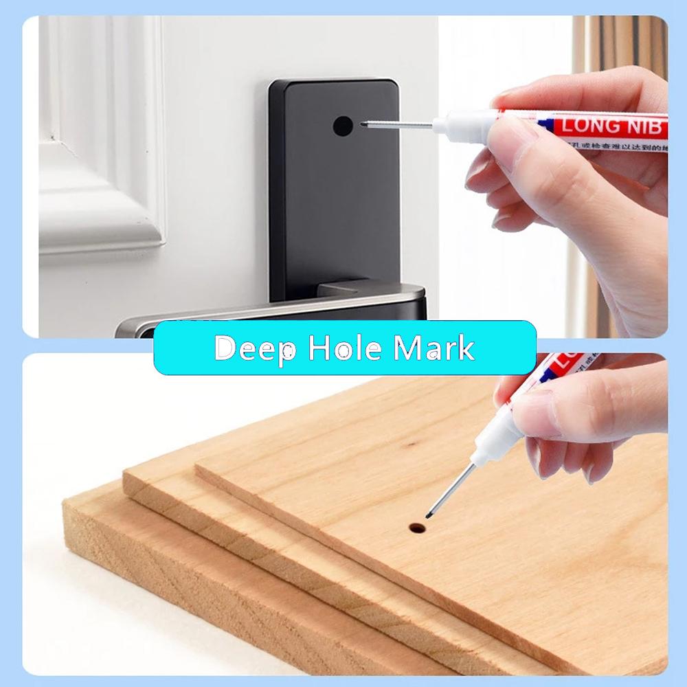 1/2/4/6/8Pcs Long Head Markers Pen Bathroom Woodworking Decoration Multi-purpose Deep Hole Marker Pens Red/Black/Blue/Green Ink