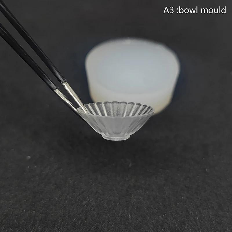 1Pc Dollhouse Miniature Silicone Tableware Mold Mini Simulation Dish Bowl Model Mould Dolls House Kitchen Toys Accessories-Toy
