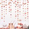 Rose Gold 25th Birthday Decorations Number 25 Circle Dot Twinkle Star Garland Metallic Hanging Streamer Bunting Banner Backdrop for Girls Twenty Five