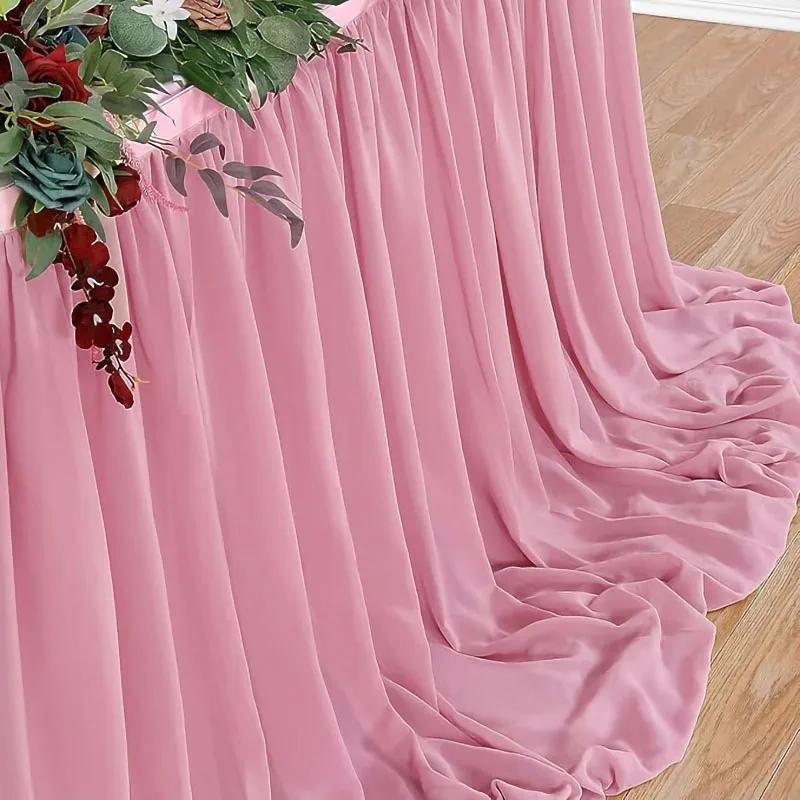 Chiffon Table Skirt Wedding Christmas Tablecloth Sheer Fabric for Sweetheart Table Birthday Party Cake Table Baby Shower Decor
