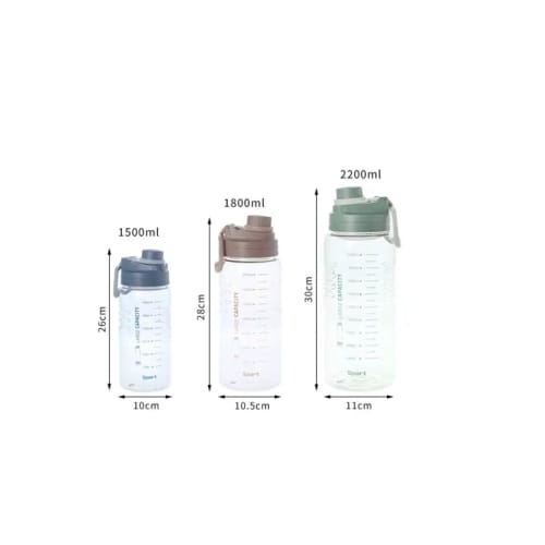 Large Capacity Water Bottle, 1.5L/1.8L/2.2L, Direct Drinking, Clear Plastic Water Bottle, Leak-Proof, Stylish, for Adults and Children, Outdoor Sports