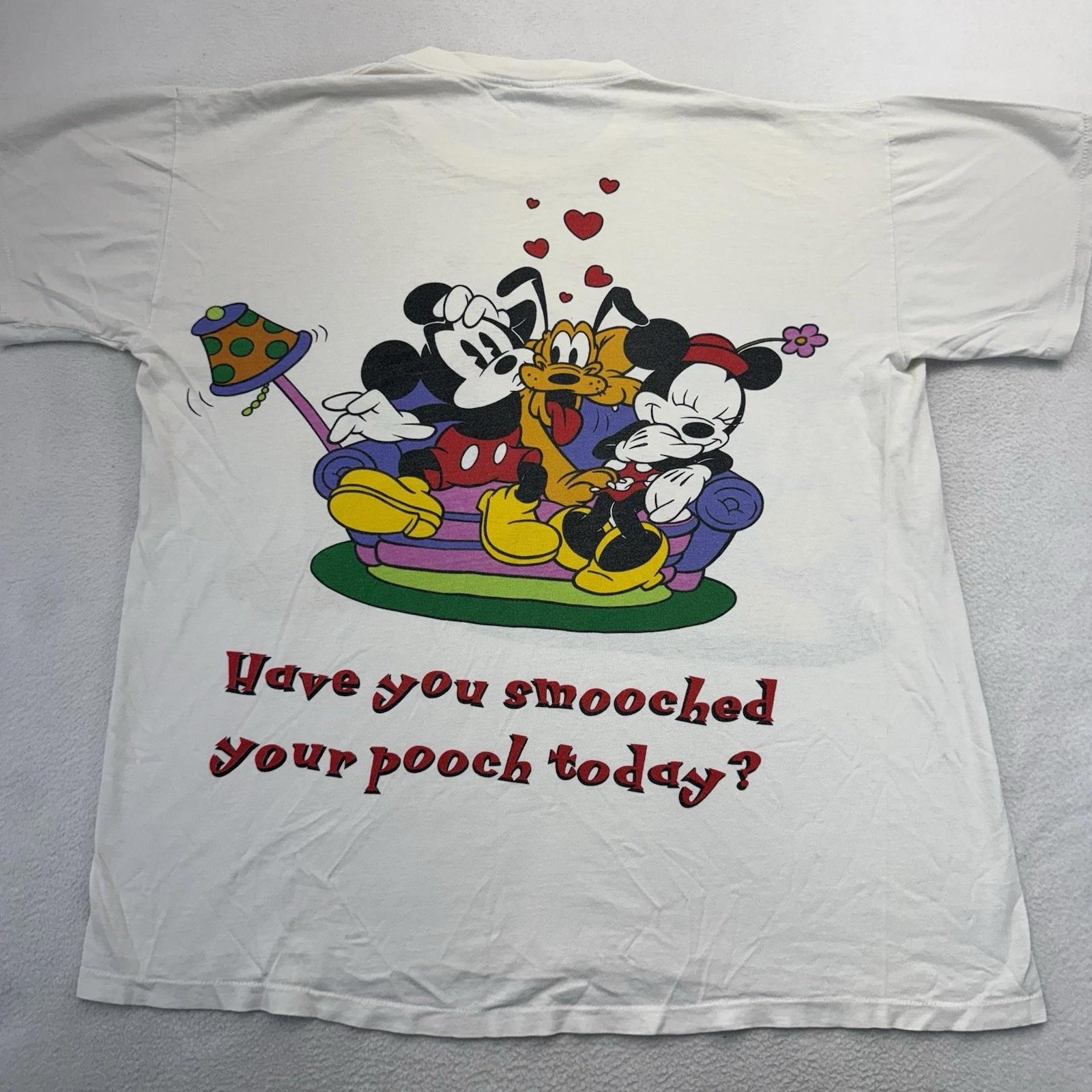

Vintage Mickey Minnie Pluto 2 Sided Big Print T-Shirt USA Made Walt Disney S