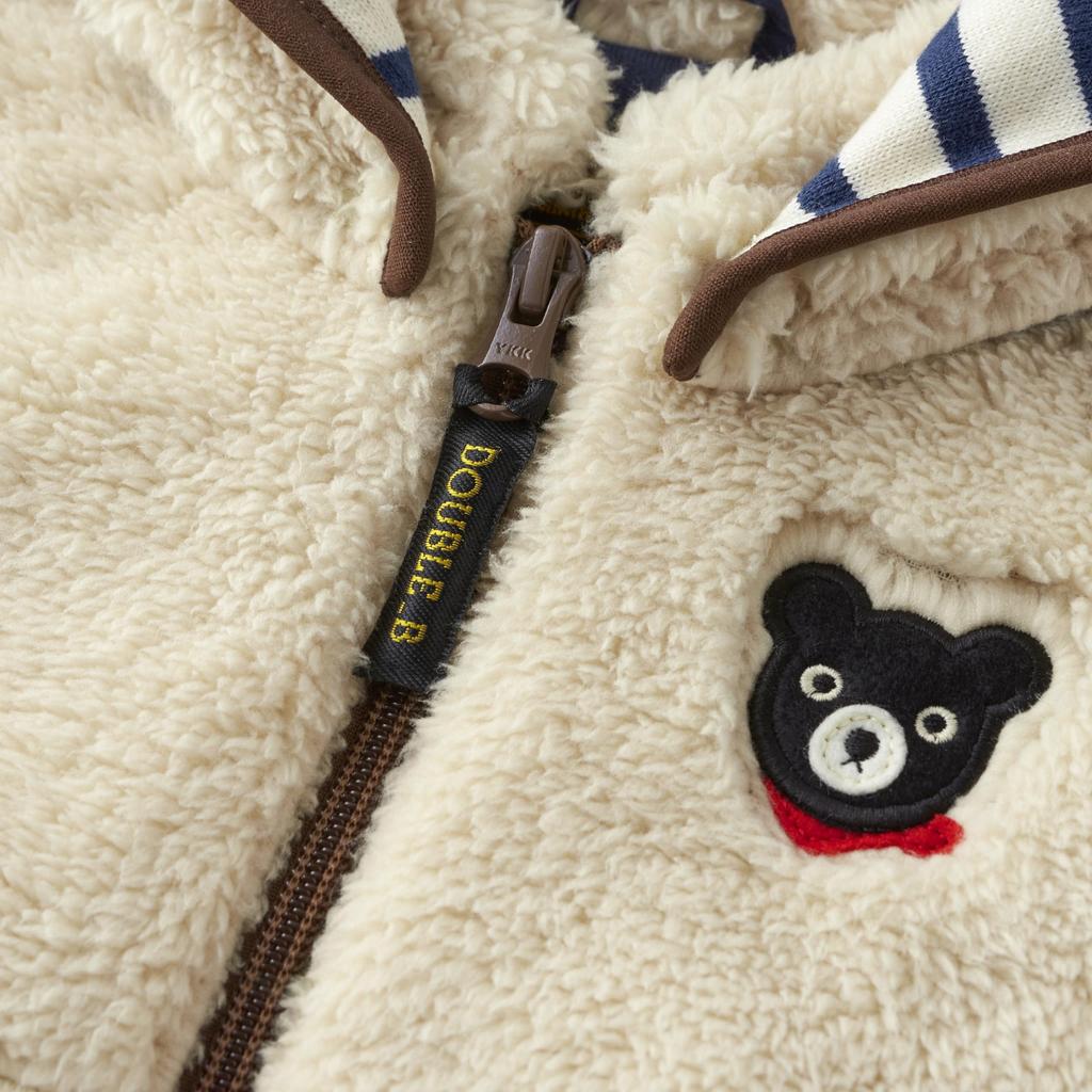 Boa Cold Going to Ivory [MIKI HOUSE] Jumper, Outerwear, Fleece, Protection, Zip-up, Bear, Plain, Simple, Boys, Girls, Babies, Kids, Children's
