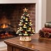 Portable Bedside Decorative Light Lighted Christmas Tree Tabletop Decor, Resin LED Artificial Xmas Ornament Branch with Warm Glow, USB Powered Holiday