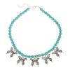 Vintage Turquoise Patchwork Necklace & Heart Earrings Bohemian Jewelry Set