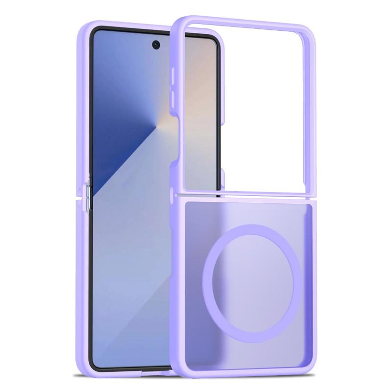 Custodia per telefono pieghevole Z Flip 7, su e giù, magnetica, sensazione pelle, semitrasparente 6