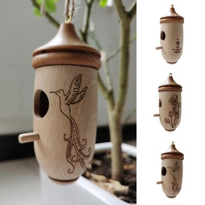 Bird House Fine Workmanship Easy To Use Wood Compact Natural Resting Nest Outdoor