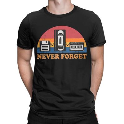 Never Forget Retro Floppy Disk Vhs Cassette Tape Tshirt Unisex Unisex Funny Pure Cotton Tees Crewneck Short Sleeve T Shirts Clothes