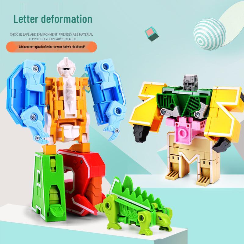 Xinle Dinosaur Robot Educational Toy: 26 English Alphabet Transforming Blocks for Boys