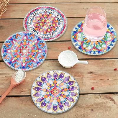 6PCS Special Shape Diamond Painting Art Coaster Kit Acrylic Diamond Painting Coasters Kits Washable Diamond Painting DIY Coaster