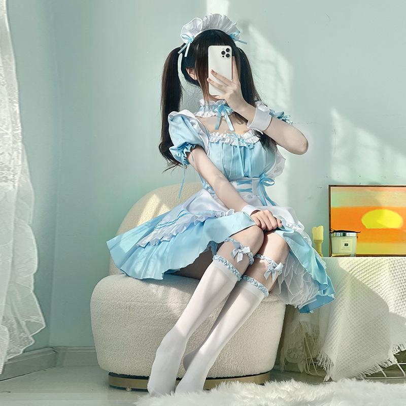 Japanese Sky Blue Escape Princess Maid Outfit Alice cos Clothing cosplay Women's soft girl cute dress