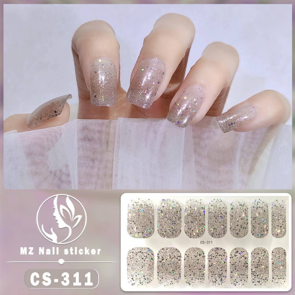 Nail Sticker Waterproof No-bake Gel Nail Polish Film Full Sticker Korean Multi-color Scallion Powder Nail Sticker Nail Sticker