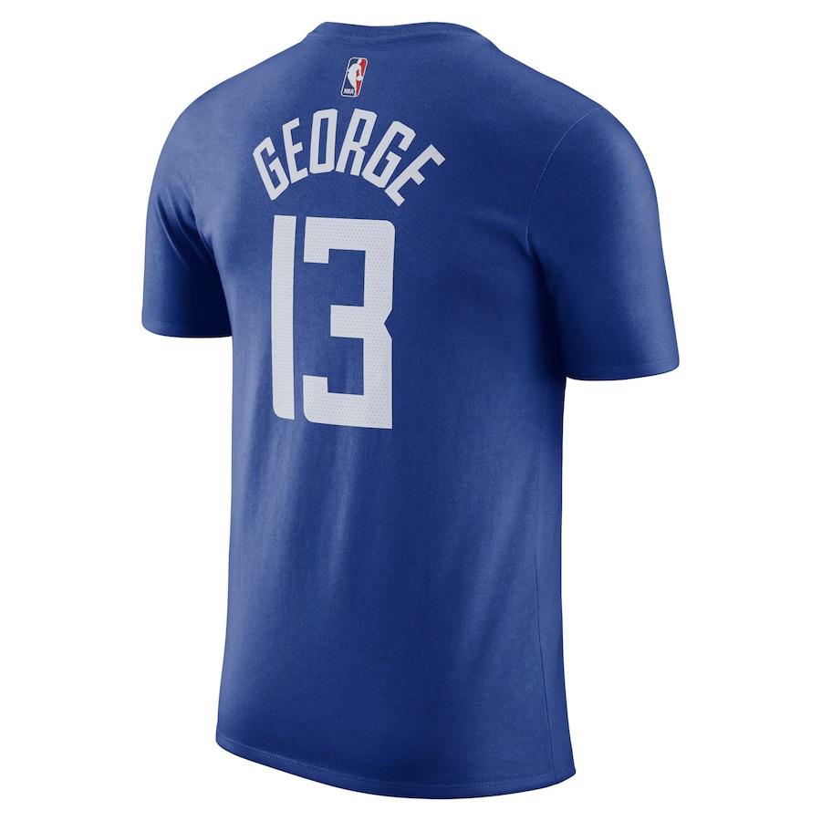 Nike X NBA Collaboration LA Clippers Icon Paul George Comfortable Casual Sports Short Sleeve Basketball Shirt Men tops Royal-Blue DR6379-497