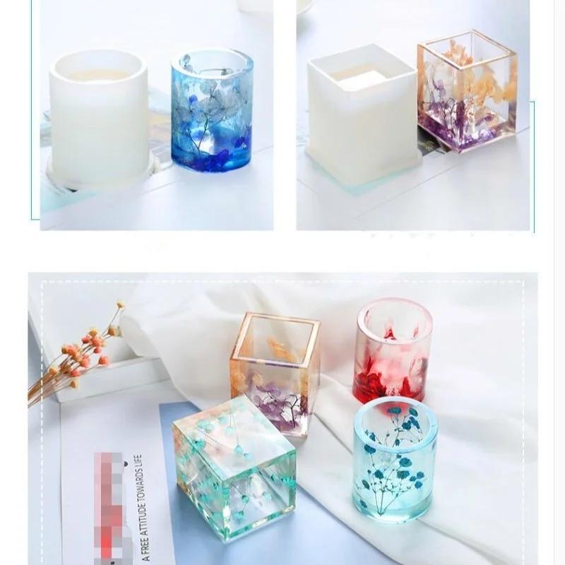 2pcs/set New Transparent Silicone Mould Dried Flower Resin Decorative Craft DIY Storage Pen Holder Mold  Resin Molds for Jewelry