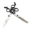 6.0" Dragon Naipusen Black Tail Hair Cutting Scissors: Straight, Serrated, Thinning Shears
