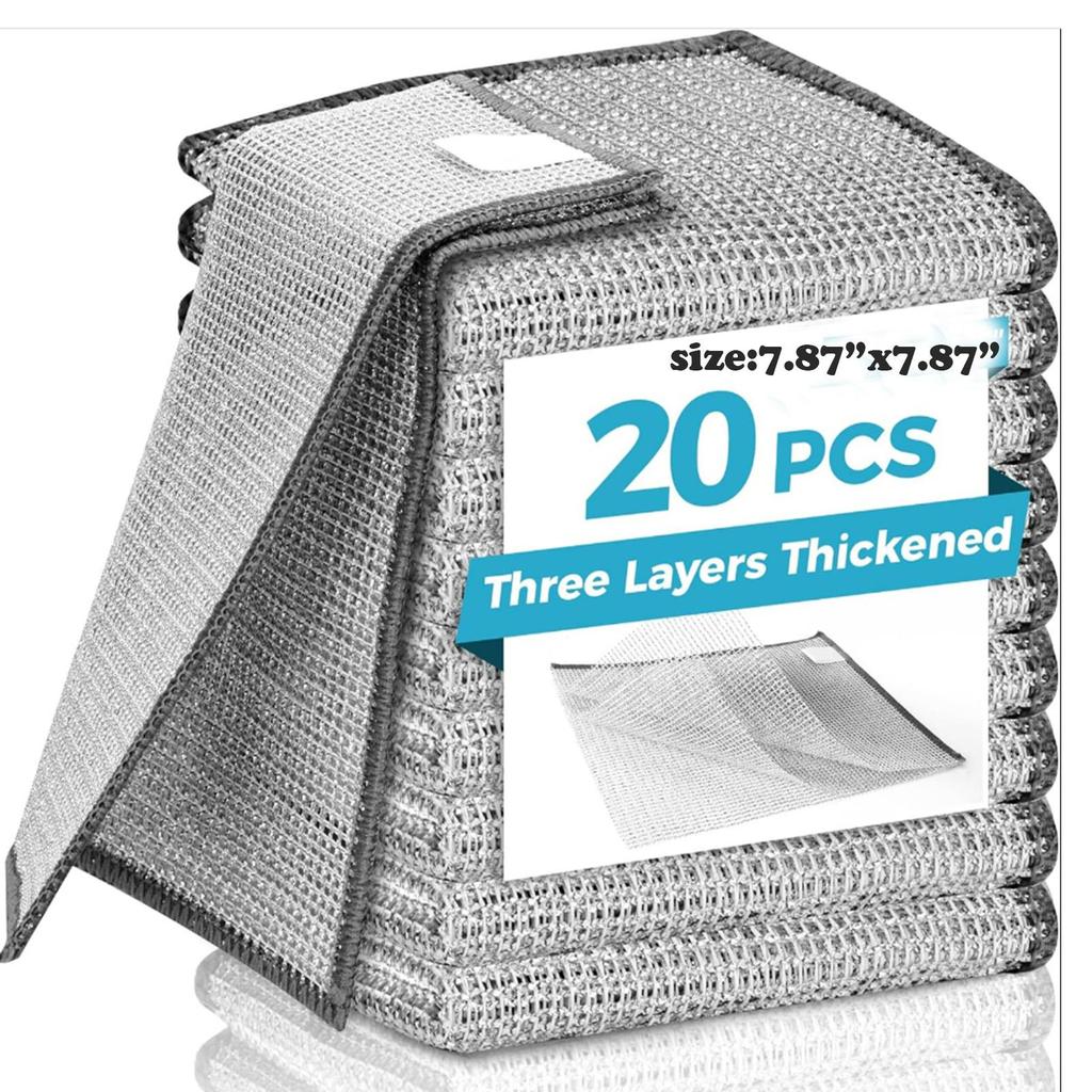 10 Pcs New Upgrade 3-Layer Metal Dish Cloth, No Scratches and No Odor, Multipurpose Wire Dishwashing