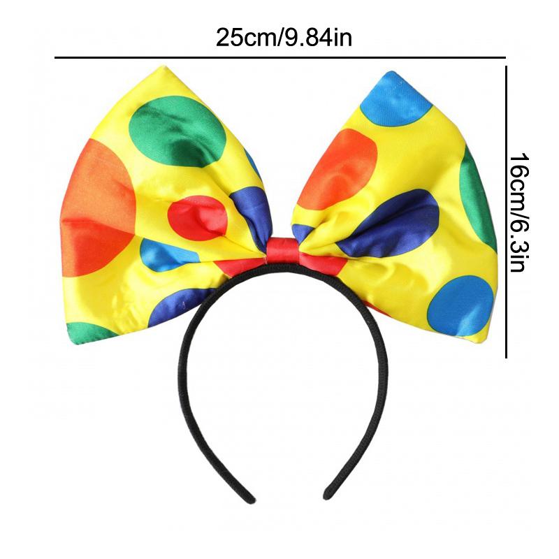 Colorful Clown Headdress Yellow Colored Dots Bow Headwear Circus Performance Props Funny Joker Hats Makeup Party Decorations