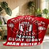 Custom Name Personalized Manchester United F.C Print Blankets, Home Decor, Bedroom, Sofa, Camping, Couch, Gifts for Birthday Christmas