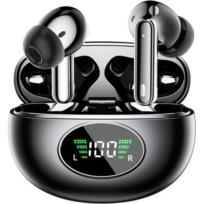 Auricolari Wireless Bluetooth 5.4 Cuffie Bassi Stereo 48 Ore di Riproduzione Auricolari Impermeabili IPX7 Cancellazione del Rumore per iOS/Android/Sport/Allenamento