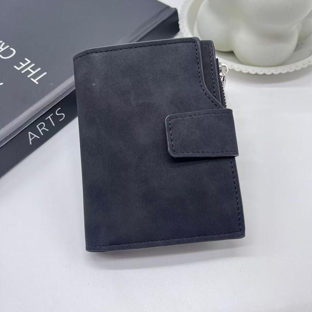 Men's High-End Leather Wallet with Multi-Card Slots and Zipper Coin Pouch