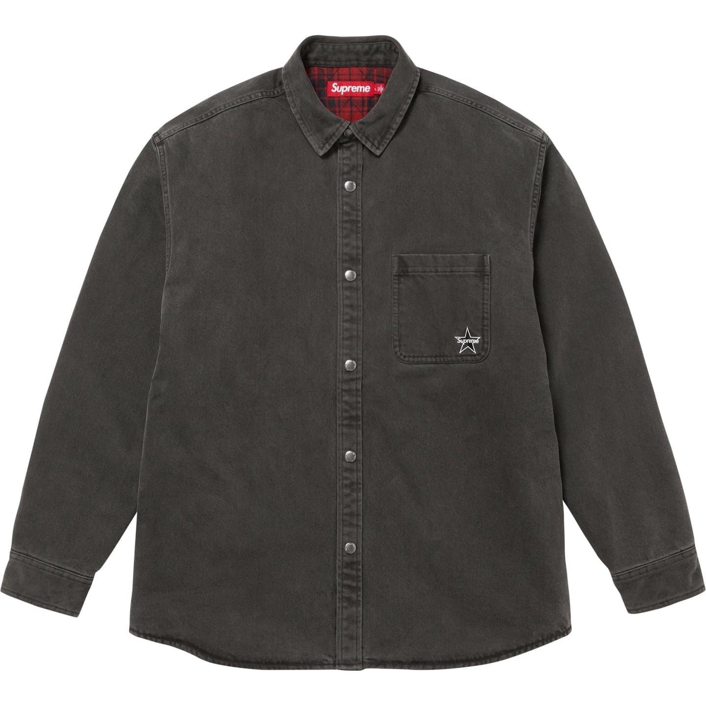 Supreme Quilted Lined Denim Snap Shirt Black M