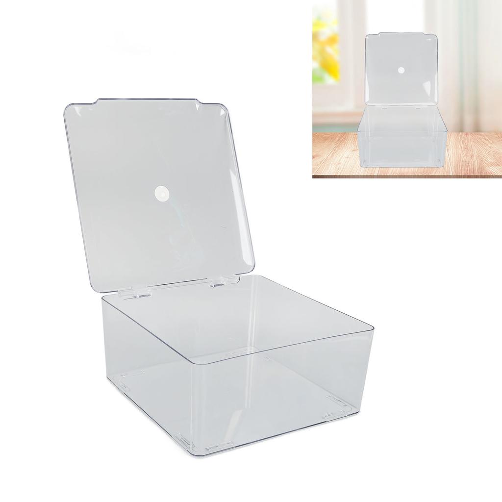 Cosmetic Storage Box Containers with Hinged Lid Dust Proof Large Capacity Space Saving Clear Plastic Case