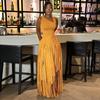 Women's Elegant Tassel Party Dress Solid Color Bodycon Midi Dress Fringe Cocktail Evening Gown