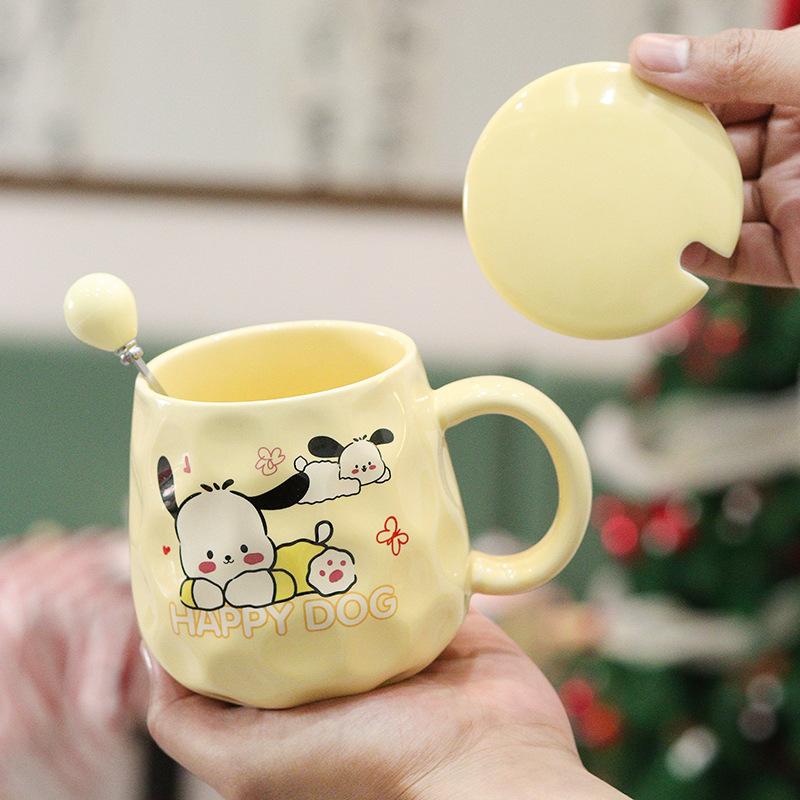 Cute Puppy Mug Gift Box Home Water Cup High-value Large Capacity Ceramic Cup with Cover Spoon