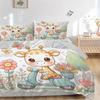 3pcs Cute Giraffe Riding a Bike Bedding Set - Includes Quilt Cover and Pillowcases, Suitable for All Seasons M043