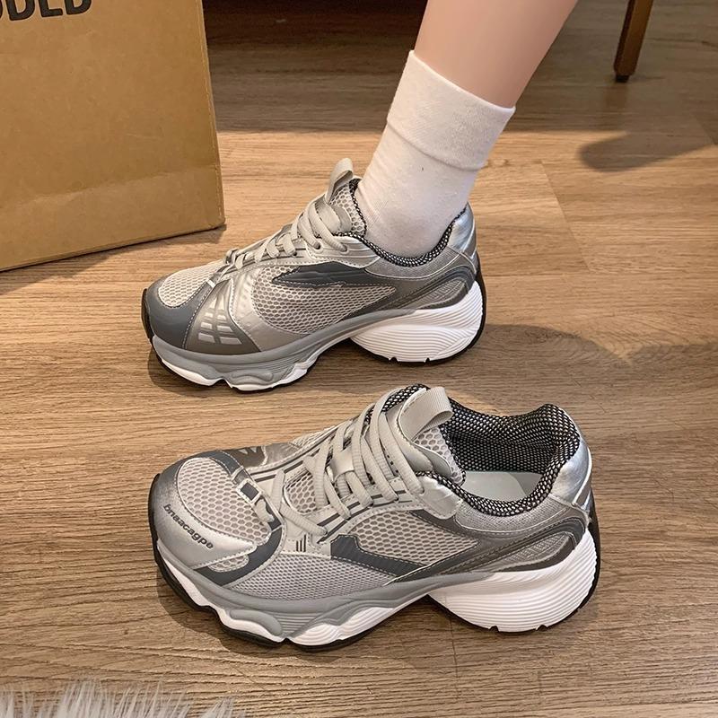 ~ Leather 6cm thick-soled new dad shoes women's autumn height-increasing casual sports shoes