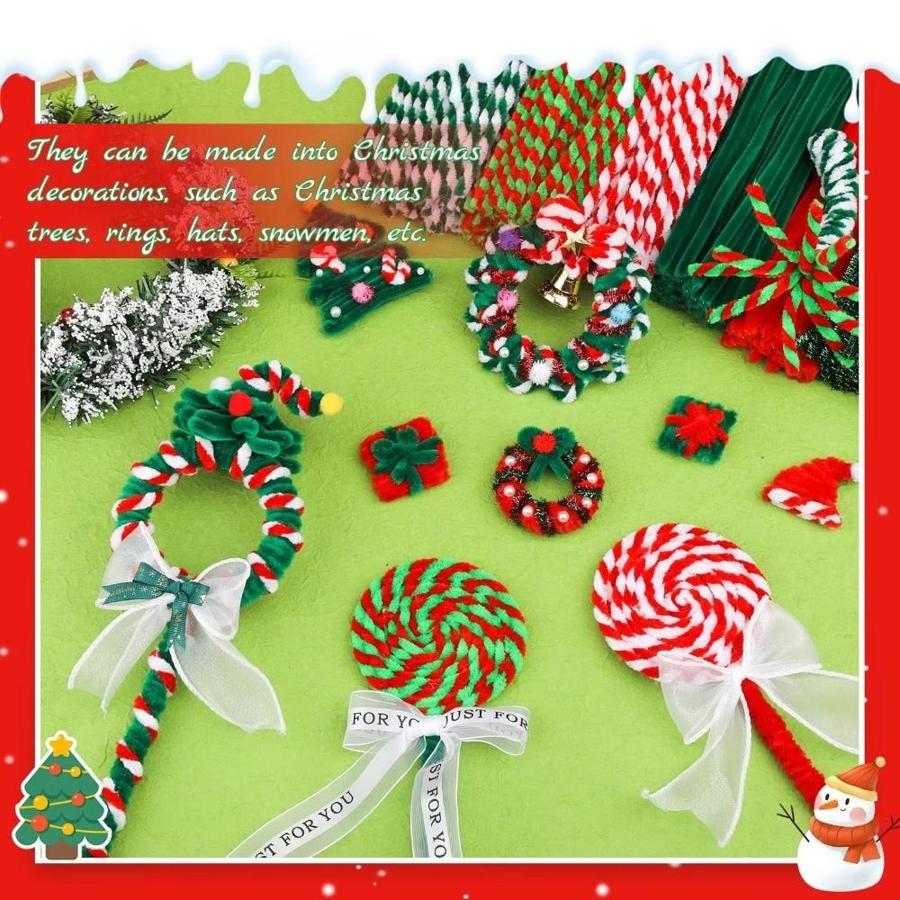50PCS New Two Color Twisting Stick DIY Craft Hair Root Twist Stick Handmade Strips Christmas