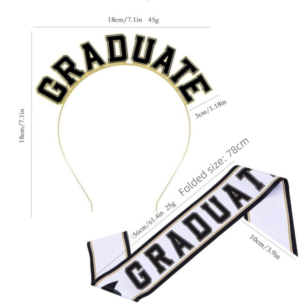 Double Layer Graduation Shoulder Strap Digital Printing Hot Stamped Graduation Crown Gold Edging Party Essential Graduate Sash