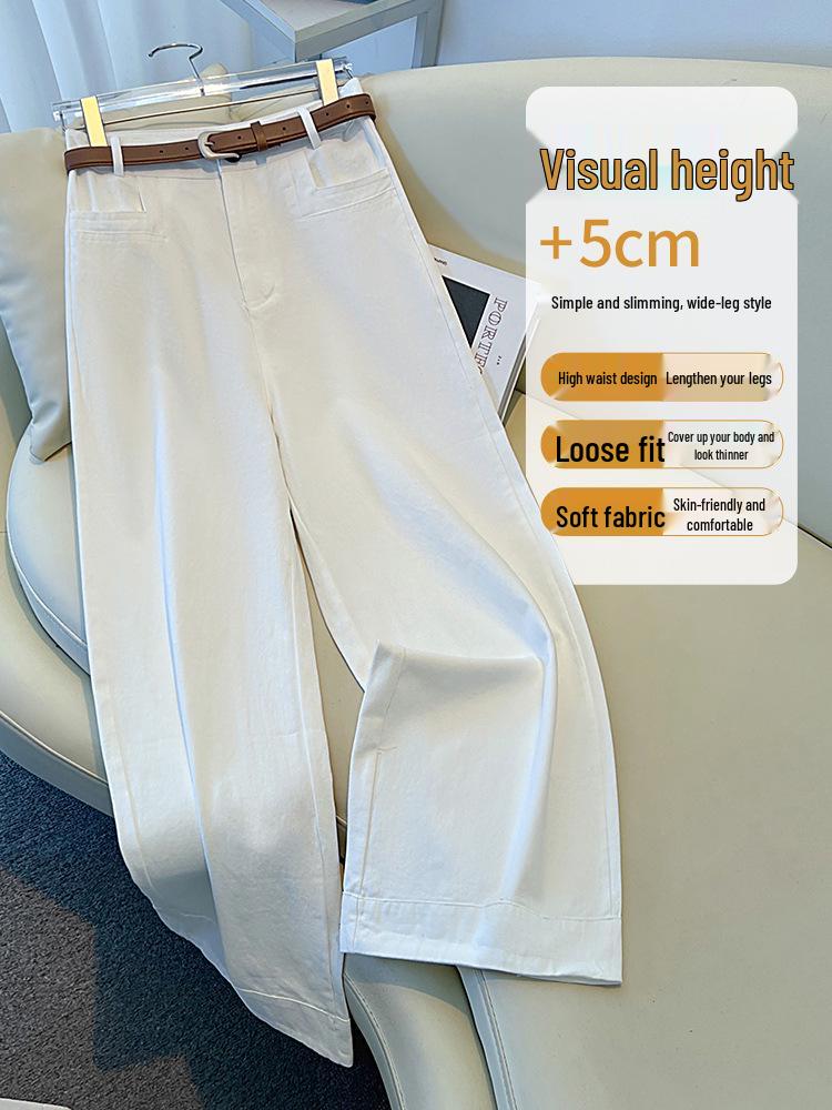 Women's Khaki High-Waisted Wide-Leg Pants - 2025 Autumn/Winter Slimming Versatile Casual Suit