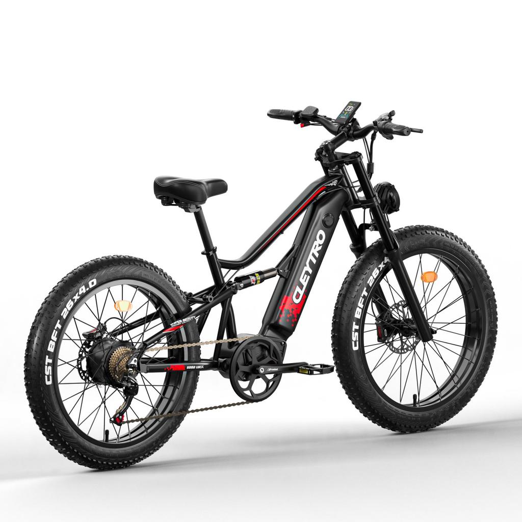 Bicicletta Elettrica Cleytro ES7 con Doppia Sospensione, Batteria 48V 18AH, Cambio Shimano a 7 Velocità, Freni a Disco Idraulici